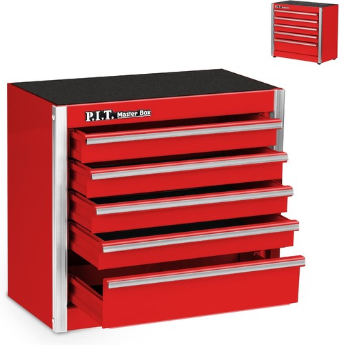 Portable red tool - box, 5-drawer